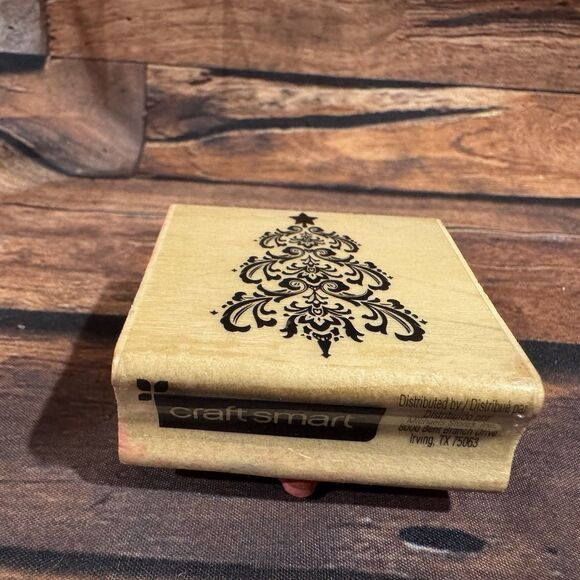 Ornate Christmas Tree Wood Stamps Wooden Mounted Holiday Crafts Scrapbooking - Picture 5 of 9